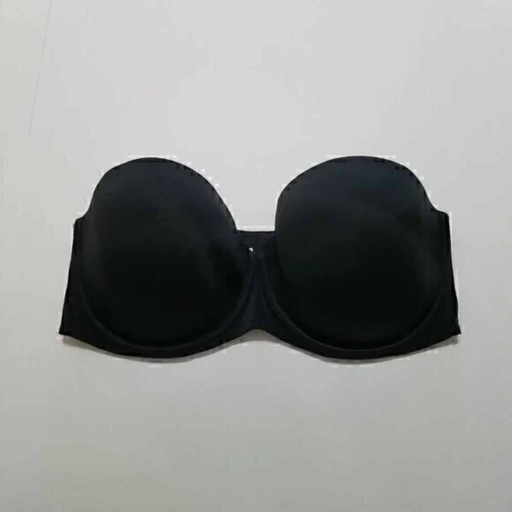Cacique Lightly Lined Strapless Bra Black Size 40F